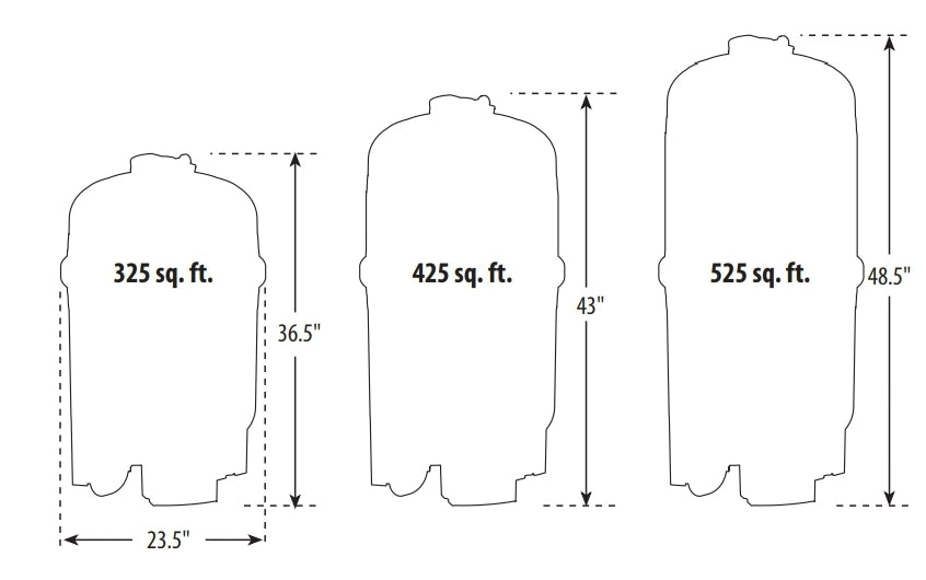 Waterway Crystal Water cartridge filter 325 sq ft dimensions diagram