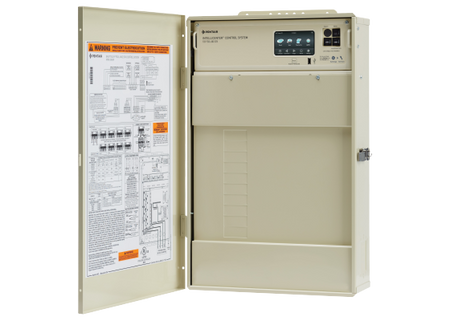 Pentair IntelliCenter automation system load center with outdoor touchscreen control panel