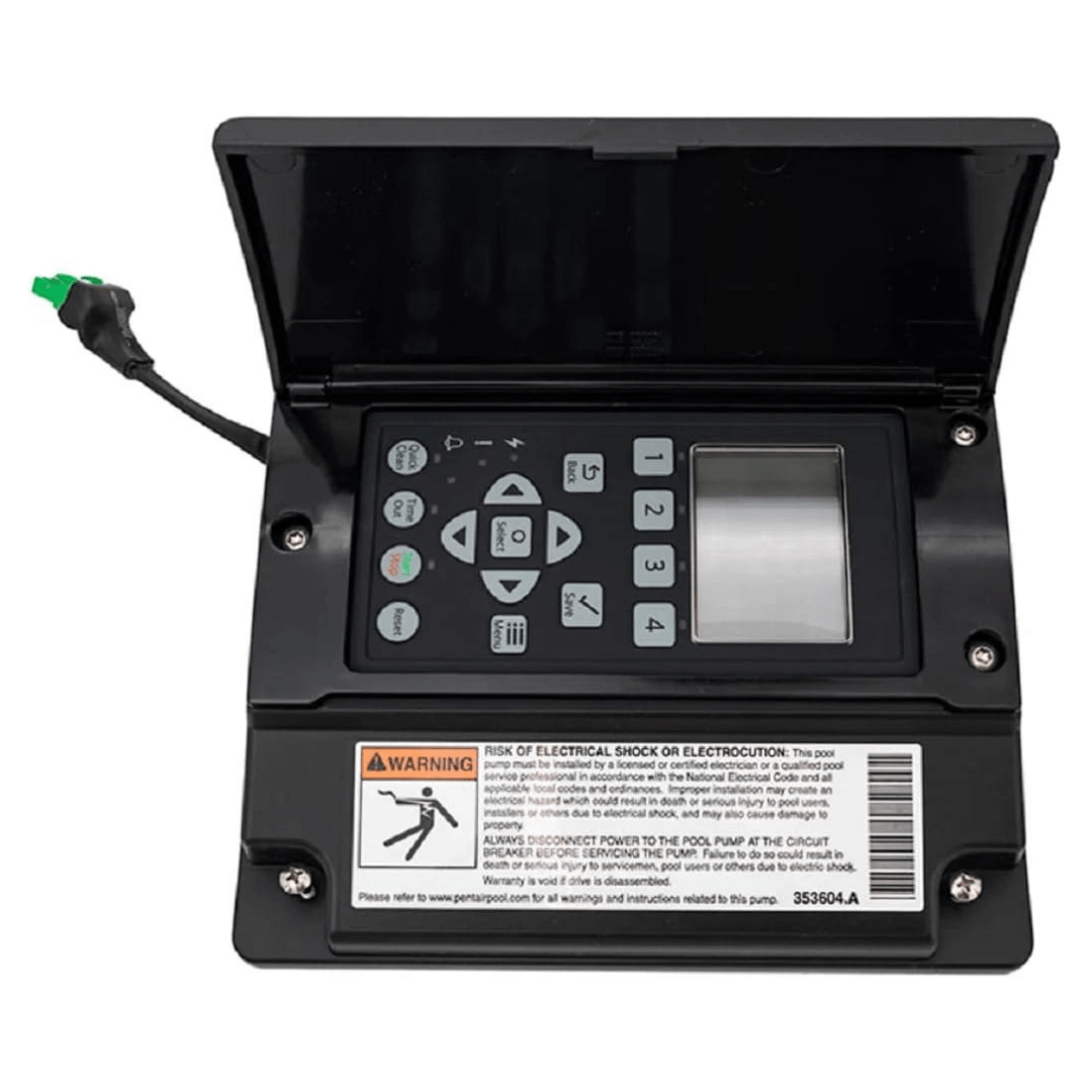 Pentair 358527Z black keypad assembly with protective cover angled view