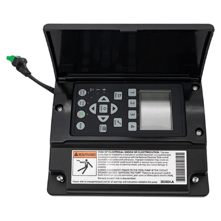 Pentair 358527Z black keypad assembly with protective cover angled view