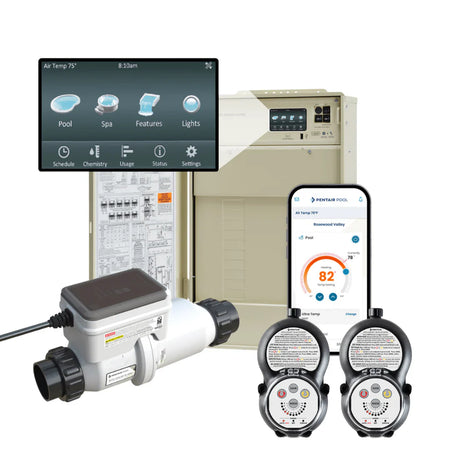Pentair 523965 IntelliCenter i10PS bundle with load center, IntelliChlor Plus40 salt cell and two IntelliValve actuators
